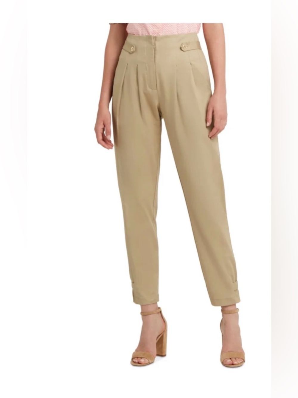 HALSTON High-waisted fit and sleek khaki pants